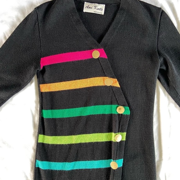 Vintage 80s Chic Black Knit Sweater Dress - Picture 5 of 7